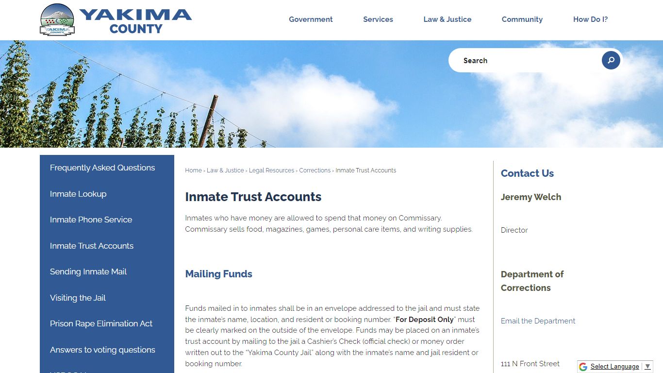 Inmate Trust Accounts | Yakima County, WA
